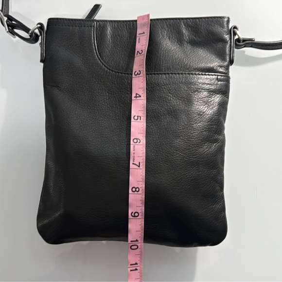 Margot black leather split pocket crossbody bag - Picture 11 of 14